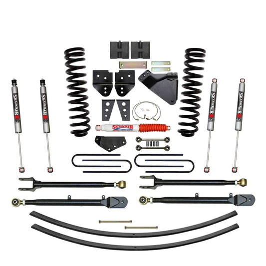 Skyjacker 8.5-inch lift kit for Ford F-350 4WD gas trucks, showing the assembled suspension components and elevated stance.