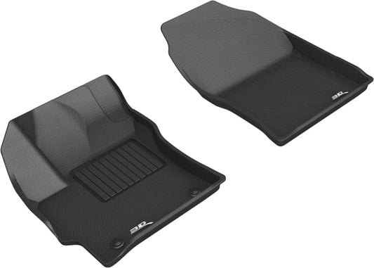 Black 3D MAXpider rubber floor mats for 2019-2020 Toyota Corolla Hatchback first row, featuring a textured surface and custom fit.
