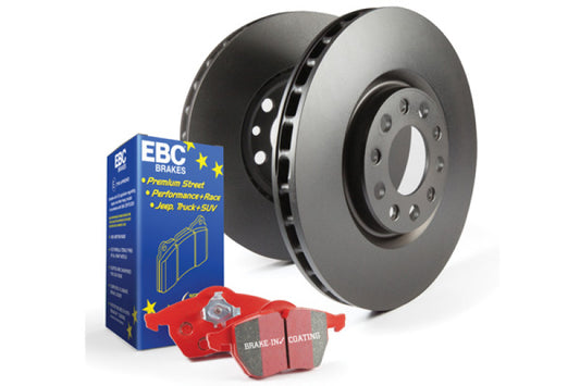 EBC S12 Brake Pad and Rotor Kit with OE brake rotors and brake pads, showing the new rotors and pads ready for installation