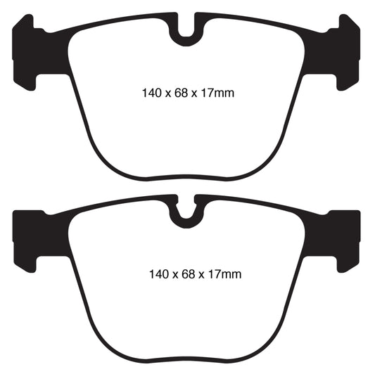 EBC Greenstuff rear brake pads for BMW 535i 3.0 Twin Turbo GT F07, high-performance brake pads with green friction material.
