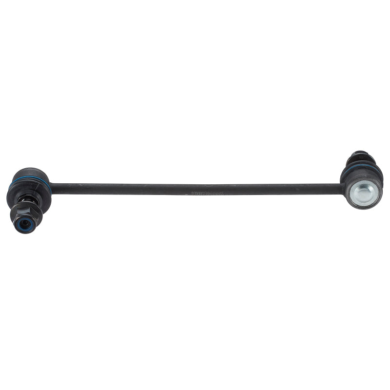 Moog front left sway bar endlink for Hyundai Santa Fe 2001-2006, close-up of metal link connecting sway bar to suspension.
