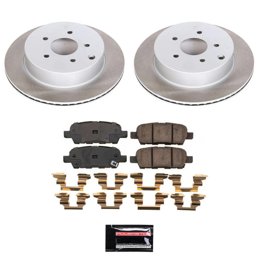 PowerStop rear semi-coated brake rotor kit for 2009 Infiniti FX35, performance brake kit with durable rotors and hardware.