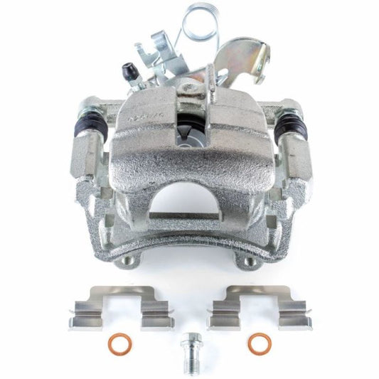 PowerStop Audi S4 rear left OE brake caliper with bracket, designed for 2004-2009 models, showcasing the caliper and mounting hardware.