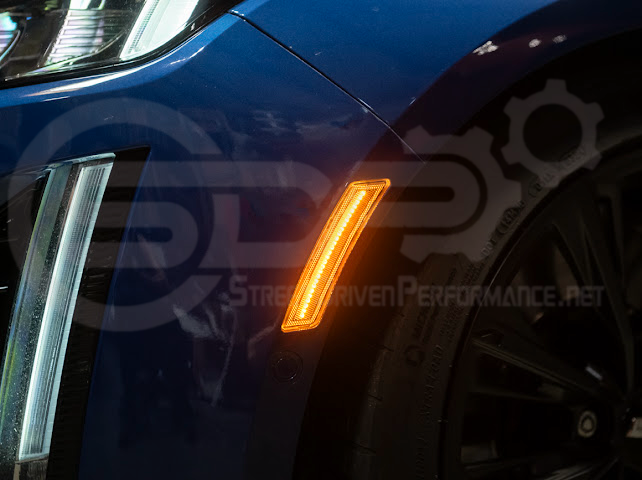 2020-Up Cadillac CT5 | Front Bumper Amber LED Reflector Light Side Marker Pair (Clear, Amber or Smoke Lens)