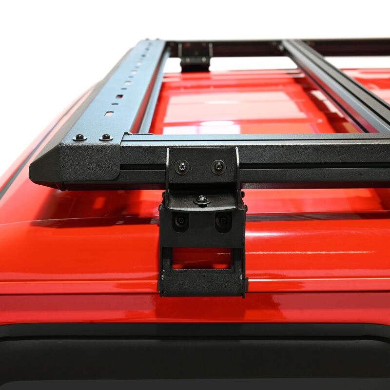 Westin Jeep Gladiator Mesa roof rack from 20-26 model, durable black steel roof rack for off-road and cargo transportation.