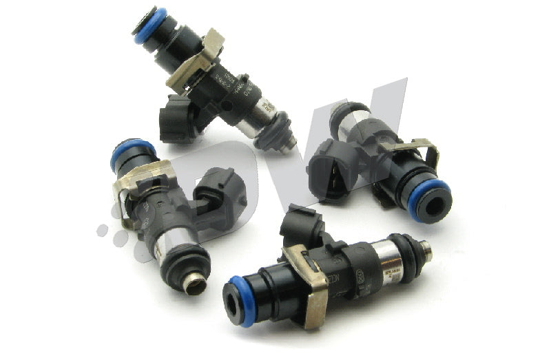 DeatschWerks 07-12 Mitsubishi Evo X 2200cc fuel injector set for 4-cylinder engines, showing four high-performance injectors.