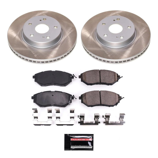 PowerStop 2015 Subaru Legacy front semi-coated performance brake rotor kit with blank rotors, designed for enhanced braking performance.