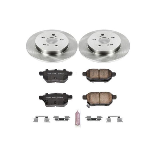 PowerStop OE rear brake kit for 2009-2010 Pontiac Vibe, includes brake rotors and pads for reliable stopping power.