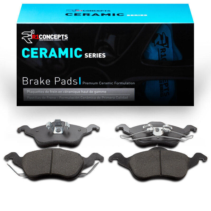 Front ceramic brake pads for Ford Focus R1 Concepts OE brake pads, shown in a close-up view with metal backing plates.