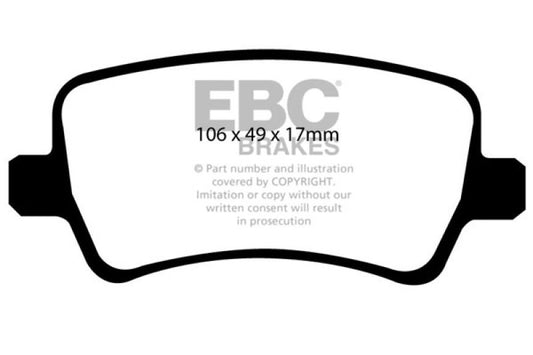 EBC Ultimax2 rear brake pads for Land Rover LR2 2.0 Turbo, OE quality brake pads with metal backing and friction material.
