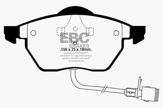 EBC Redstuff front brake pads for Audi 100 Quattro 2.8 (1991-1994), high-performance ATE brake pads with red friction material