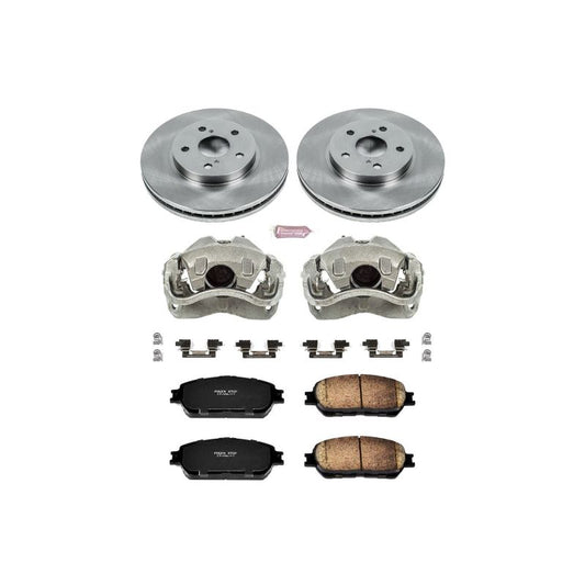 PowerStop OE front brake kit with calipers for 2005-2007 Toyota Avalon, includes brake rotors and hardware.