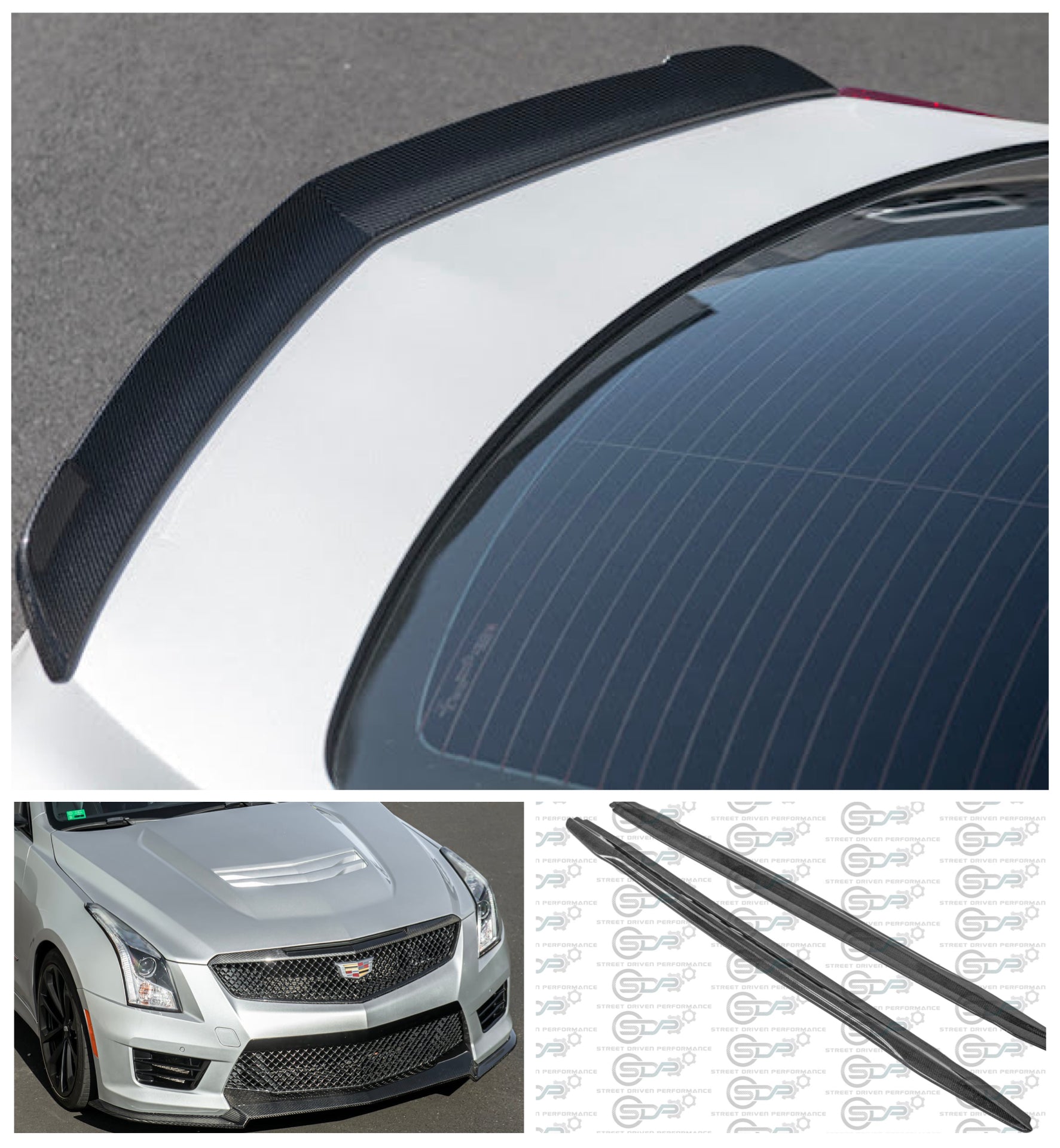 2016-2019 Cadillac ATS-V COUPE & SEDAN | Full Carbon Fiber Aero Body Kit - (Front Lip Splitter, Side Skirts Rocker Panel Ground Effects, Rear Trunk Spoiler Wing)