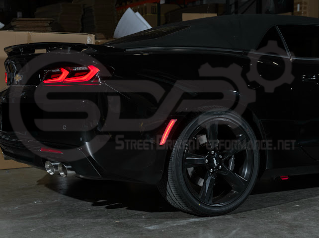 2016-2024 Chevrolet Camaro | Rear Bumper Side Marker Lens w/ Red LED Reflector Light Pair (Clear / Red / Smoke)
