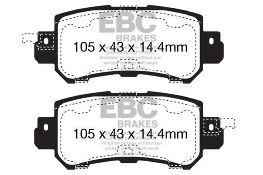 EBC 12+ Mazda CX-5 2 Greenstuff rear brake pads for high-performance braking, shown in the product image.
