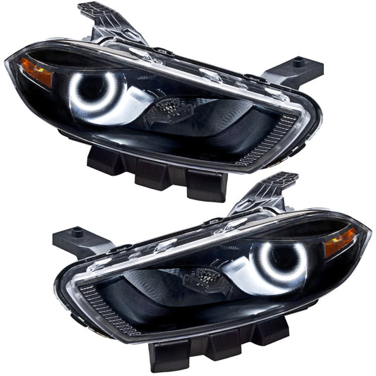 Oracle Dodge Dart 13-14 HID Style SMD Headlights in black with white accents, showcasing sleek automotive lighting design.