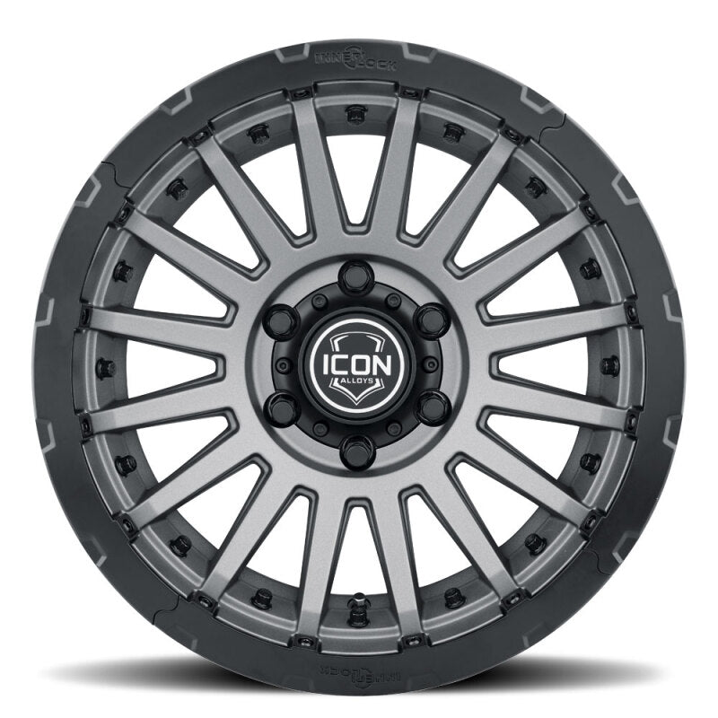 ICON Alloys Recon Pro satin charcoal cast wheels, 18x9 inch size, 6x5.5 bolt pattern, 0mm offset, 5-inch backspacing.