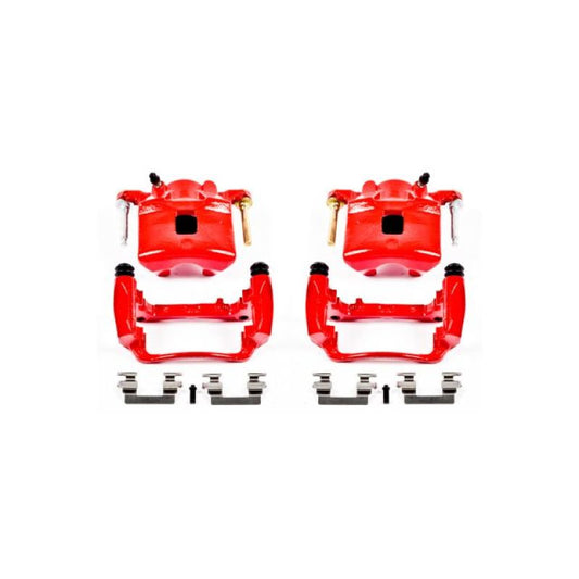 PowerStop front red brake calipers with brackets for 2007 Chevrolet Cobalt, performance brake calipers pair for enhanced stopping power.