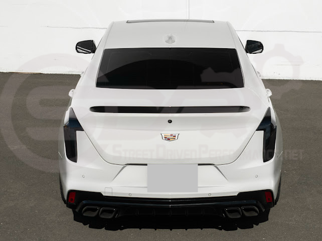 2020-Up Cadillac CT4 | SMOKE TINTED Rear Tail Light Trim Bezel Cover Pair