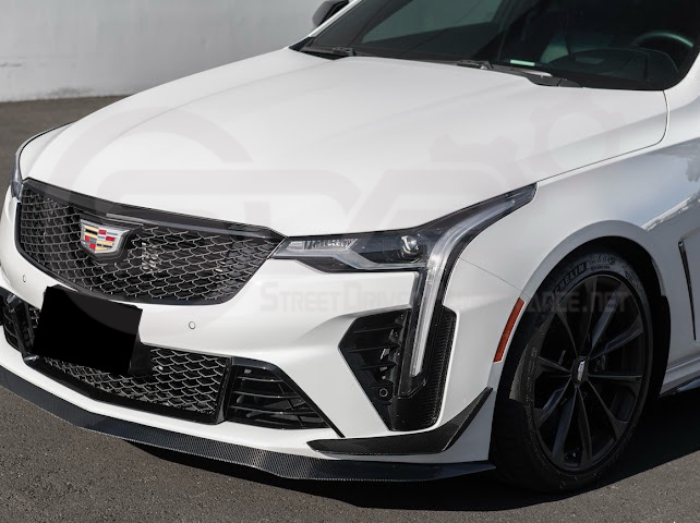 2020-UP CADILLAC CT4-V BLACKWING | CARBON FIBER FRONT LIP SPLITTER WITH CANARDS GROUND EFFECTS