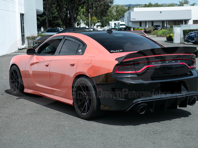Dodge Charger SRT Hellcat Redeye style rear trunk wing spoiler in matte or gloss black, designed for 2015-2023 models.