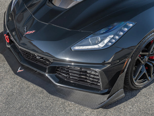 2019 CHEVROLET CORVETTE C7 ZR1 CARBON FIBER FRONT BUMPER VENT BROWS INSERTS (PAIR)