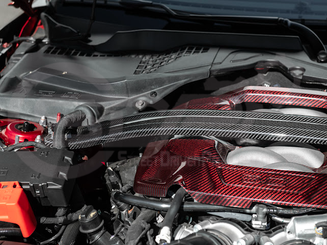 2024-Up Ford Mustang S650 | S650 Dark Horse Style CARBON FIBER Engine Strut Brace Balance Tower Bar