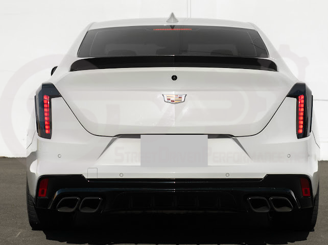 2020-Up Cadillac CT4 | SMOKE TINTED Rear Tail Light Trim Bezel Cover Pair