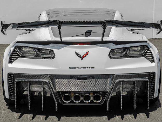 2014-2019 Corvette C7 Performance Track CARBON FIBER Rear Bumper Finned Diffuser
