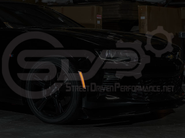 2016-2024 Chevrolet Camaro | Front Bumper Side Marker Lens w/ Amber LED Reflector Light Pair (Clear / Amber / Smoke)