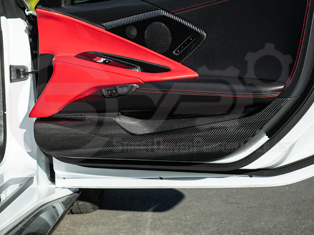 2020-Up Corvette C8 | CARBON FIBER Door Kick Guard Panel Lower Pocket Cover Pair