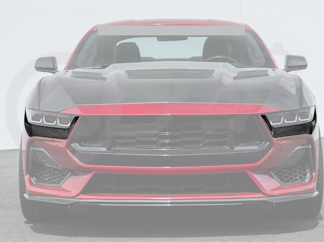 2024-Up Ford Mustang GT | Carbon Fiber Overlay Headlight Eyebrow Trim Cover Pair