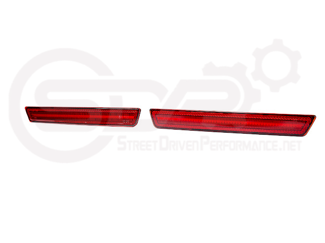 2015-2023 Dodge Challenger | Rear Bumper Side Marker Lens w/ Red LED Reflector Light Pair (Clear / Red / Smoke)