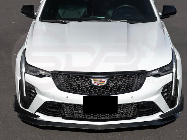 2020-UP CADILLAC CT4-V BLACKWING | CARBON FIBER FRONT LIP SPLITTER WITH CANARDS GROUND EFFECTS
