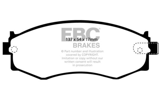 EBC Greenstuff front brake pads for 91-97 Infiniti G20 2.0, high-performance automotive brake pads with green friction material.
