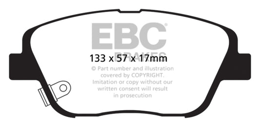 EBC Greenstuff front brake pads for Hyundai Sonata 2.0 Turbo 2010-2014, performance brake pads with green friction material