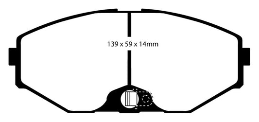 EBC Redstuff front brake pads for Infiniti J30 3.0, high-performance brake pads with red friction material for improved stopping power.
