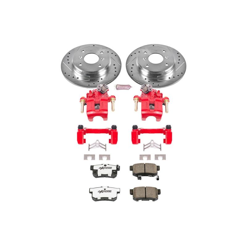 PowerStop rear Z26 Street Warrior brake kit with calipers for 1992-1996 Honda Prelude, showing brake rotors and caliper assembly.