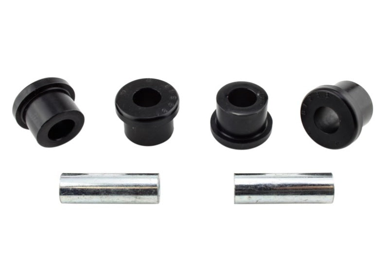 Whiteline Plus front control arm lower inner bushing kit for Mitsubishi Evo III-IV, showing the bushings and metal components.