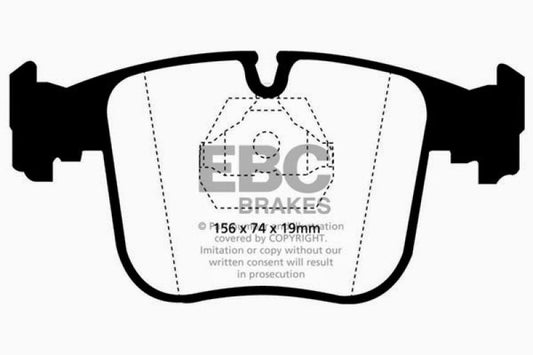 EBC Redstuff performance front brake pads for BMW 850 5.0 models from 1991-1993, shown in the image.