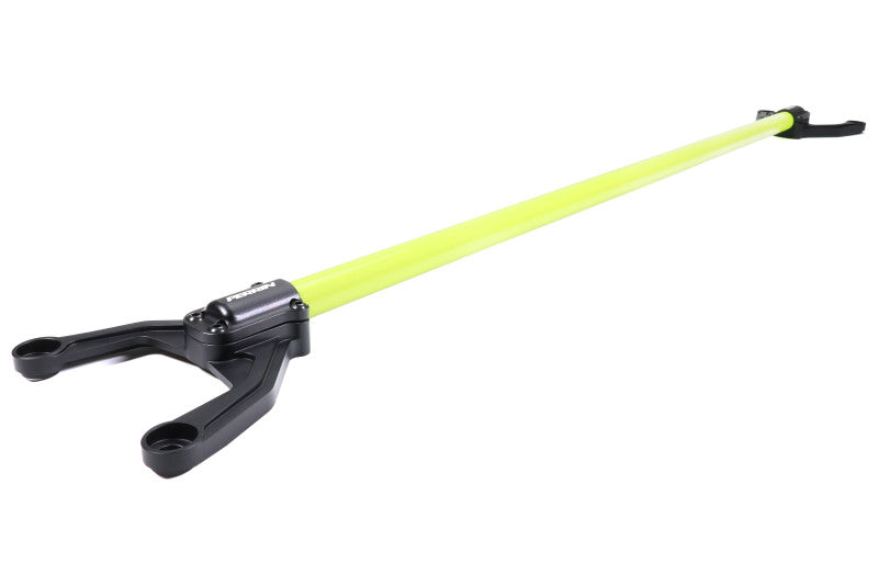 Perrin Performance neon yellow rear shock tower brace for 2015-2021 Subaru WRX and STI, strut bar enhancing chassis stability