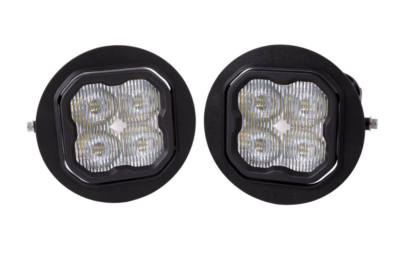 Diode Dynamics SS3 LED fog light kit installed on a Dodge Viper, Ford F-150, Toyota Tundra, Sequoia, and Tacoma pickup trucks.
