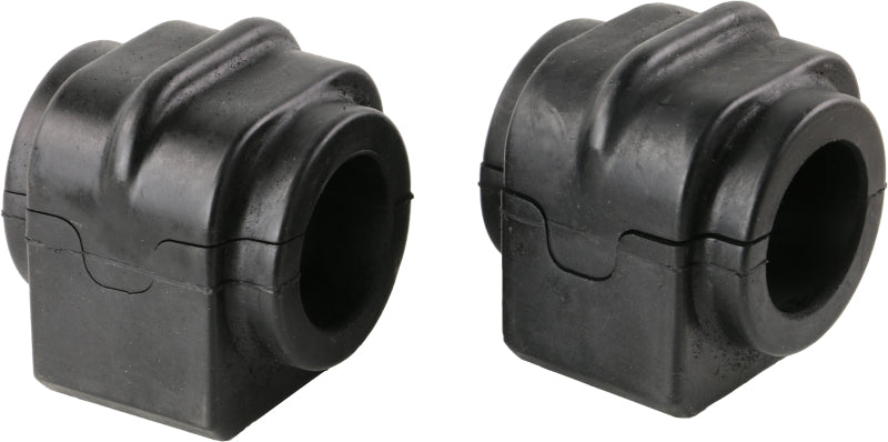 Moog Chrysler 300 front sway bar stabilizer bar bushing kit installed on the vehicle's front suspension.