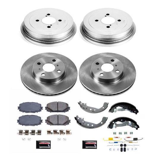 PowerStop OE brake kit for Toyota Yaris 2015-2018, front and rear Autospecialty brake system with brake rotors and pads.