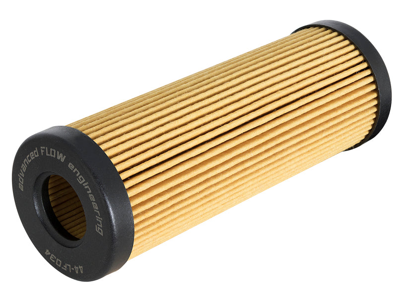 aFe Pro GUARD HD oil filter for 2015-2017 Ford F-150 V6 2.7L engine, showing the black cylindrical filter with branding and specifications.