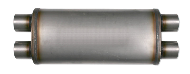 Diamond Eye Performance exhaust muffler with 3.5-inch oval body, 22-inch inlet/outlet, and 28-inch overall length, for enhanced vehicle sound.
