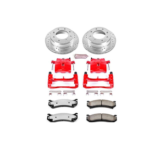 PowerStop Hummer H2 rear Z36 truck and tow brake kit with high-performance brake pads and calipers for enhanced stopping power.