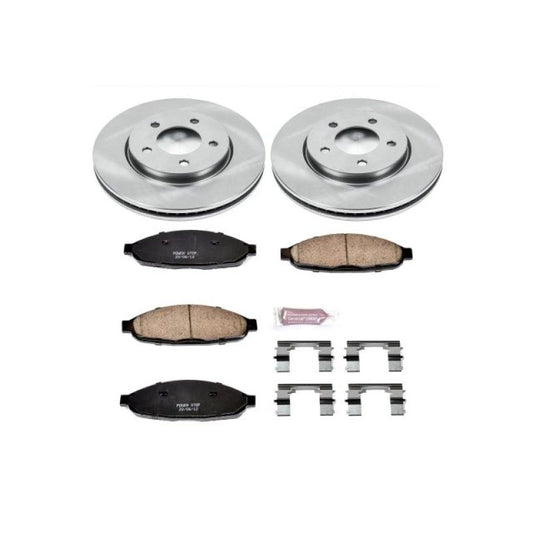 PowerStop OE front brake kit for Chrysler Pacifica 2004-2008, includes brake rotors and pads for reliable stopping power.