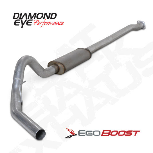 Diamond Eye Performance catback exhaust for Ford F150 Raptor 3.5L, showing polished stainless steel pipe and dual exhaust tips.