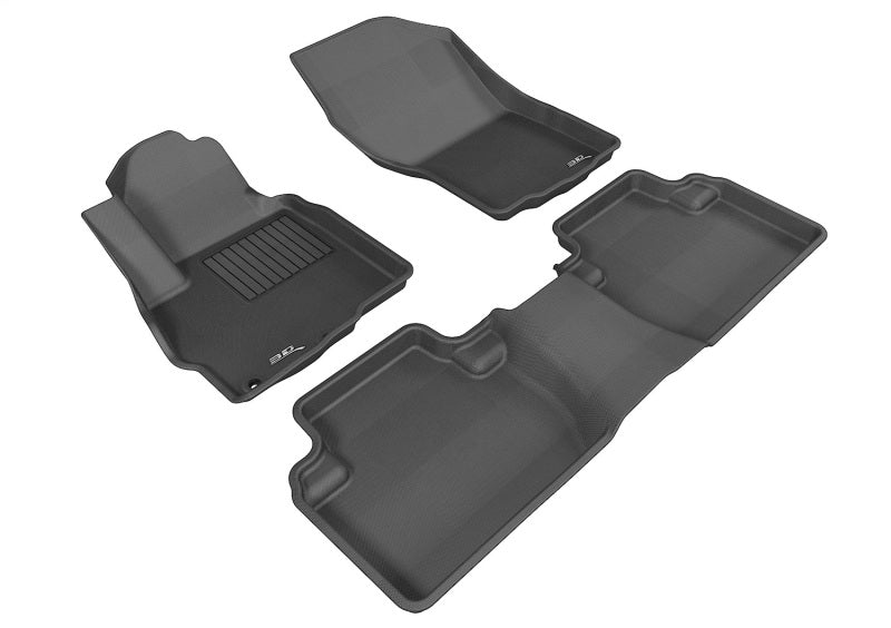 3D MAXpider black rubber floor mats for Mitsubishi Outlander 2011-2020, full set with textured surface and custom fit.